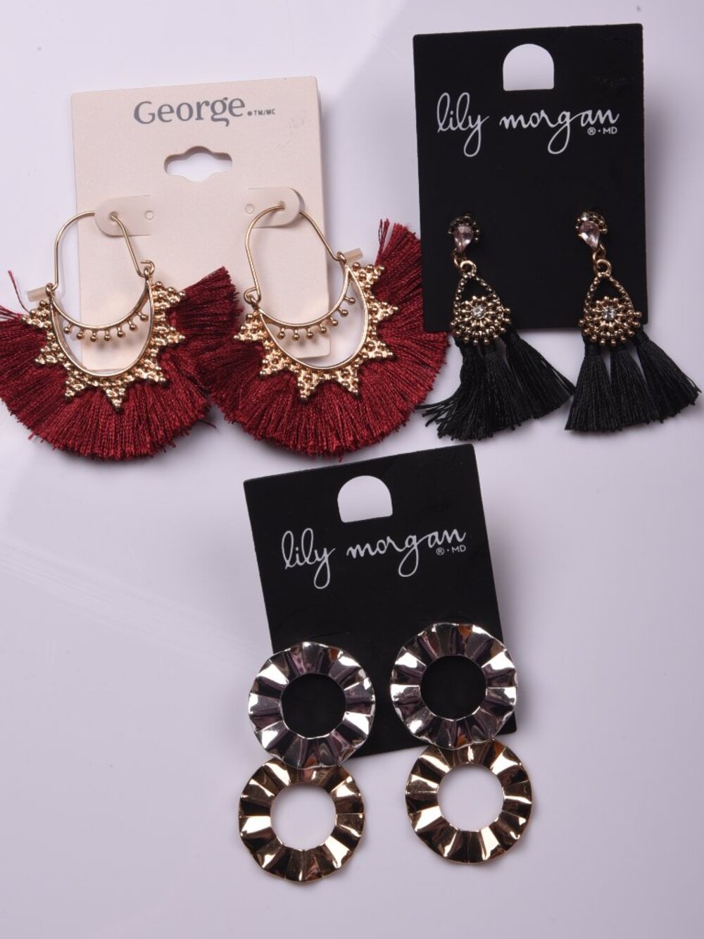 Mixed Fashion Earring Lot – Lily Morgan & George Jewelry (3 Card Set)